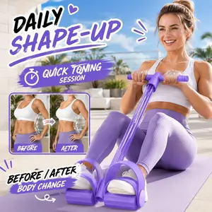 6-Tubes Tension Rope, Portable Pedal Resistance Trainer, Multifunction Elastic Pedal Puller Resistance Band, Abdominal Exercise Equipment, for Abdomen, Leg Stretching Slimming, Resistance Band Trainer, At-Home Full Body Workout Tool