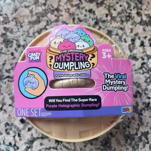 Crazy Fun RMS Purple Holographic & Stuffed Dumpling Squishy Toy, Durable Silicone Stress Relief Fidgeting Toy, Portable Tactile Unisex Classic Novelty Item