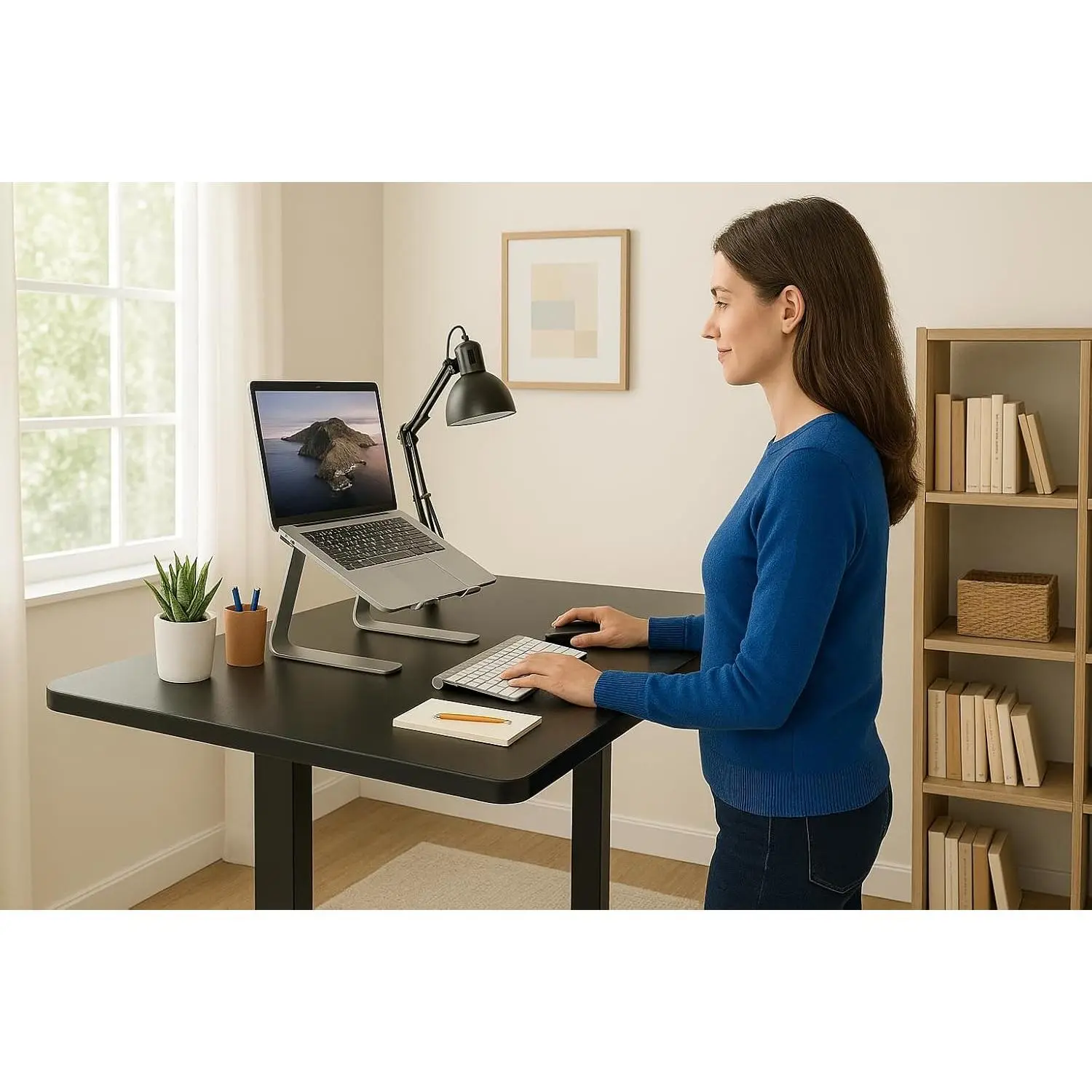 Mount-It! Electric Standing Desk Adjustable Height 40x24 – Compact Sit Stand Desk with Memory Presets, Home Office Workstation, Ergonomic Small Computer Table, Black Frame and Black Top