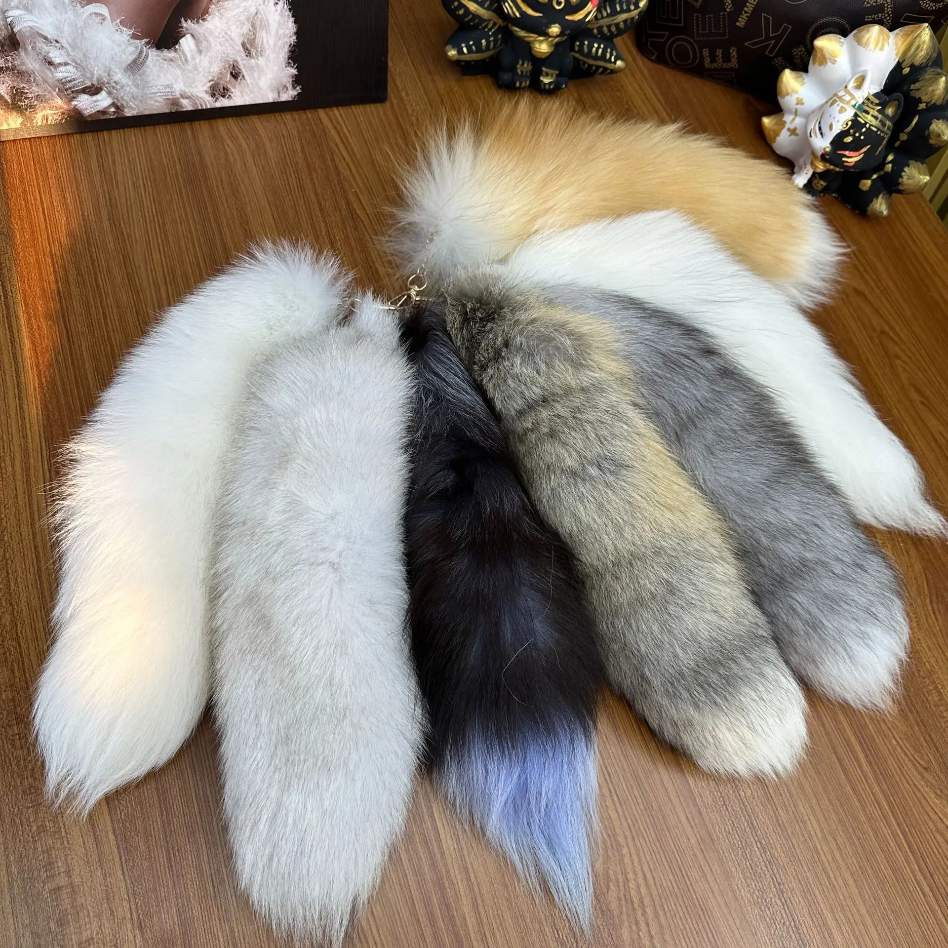 2026 Summer Modacrylic Soft Fur Faux Fox Tail Keychain - Stylish Keyring, Keychain Decor, Gothic Bag Charm for E-Girls, Cosplay Raves