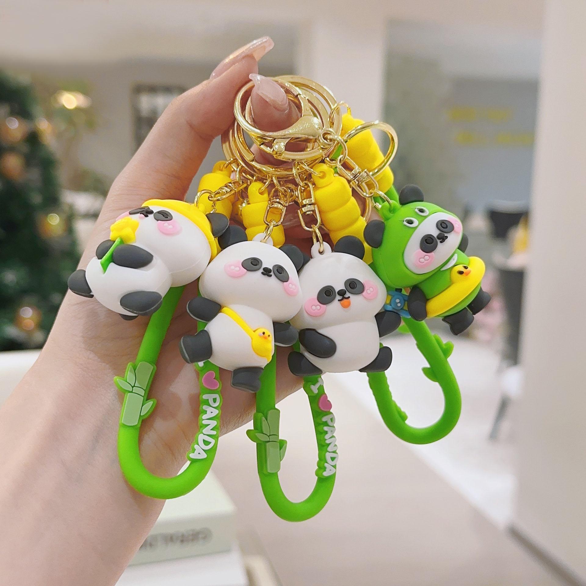 Playful Cartoon Panda Keychain Accessory - Casual Bag Chains and Charms for Backpacks, Gift for Panda Lovers
