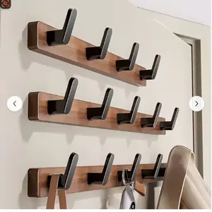 Elegant Wooden Wall Hook with Metal Arm, Perfect for Hanging Headphones, Bags, Coats, Ideal for Bedroom, Bathroom, Entryway Organization
