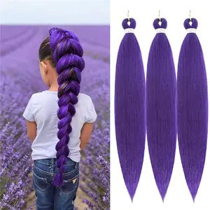 Purple Braiding Hair 30 Inch Pre Stretched Braiding Hair Extensions 3 Packs Yaki Texture Synthetic Jumbo Braid Crochet Hair for Box Braids, Twist, Senegalese, Ombre, Lightweight, Flame Retardant, Non Itchy, crochet braids hair,hair extensions, twist Hair