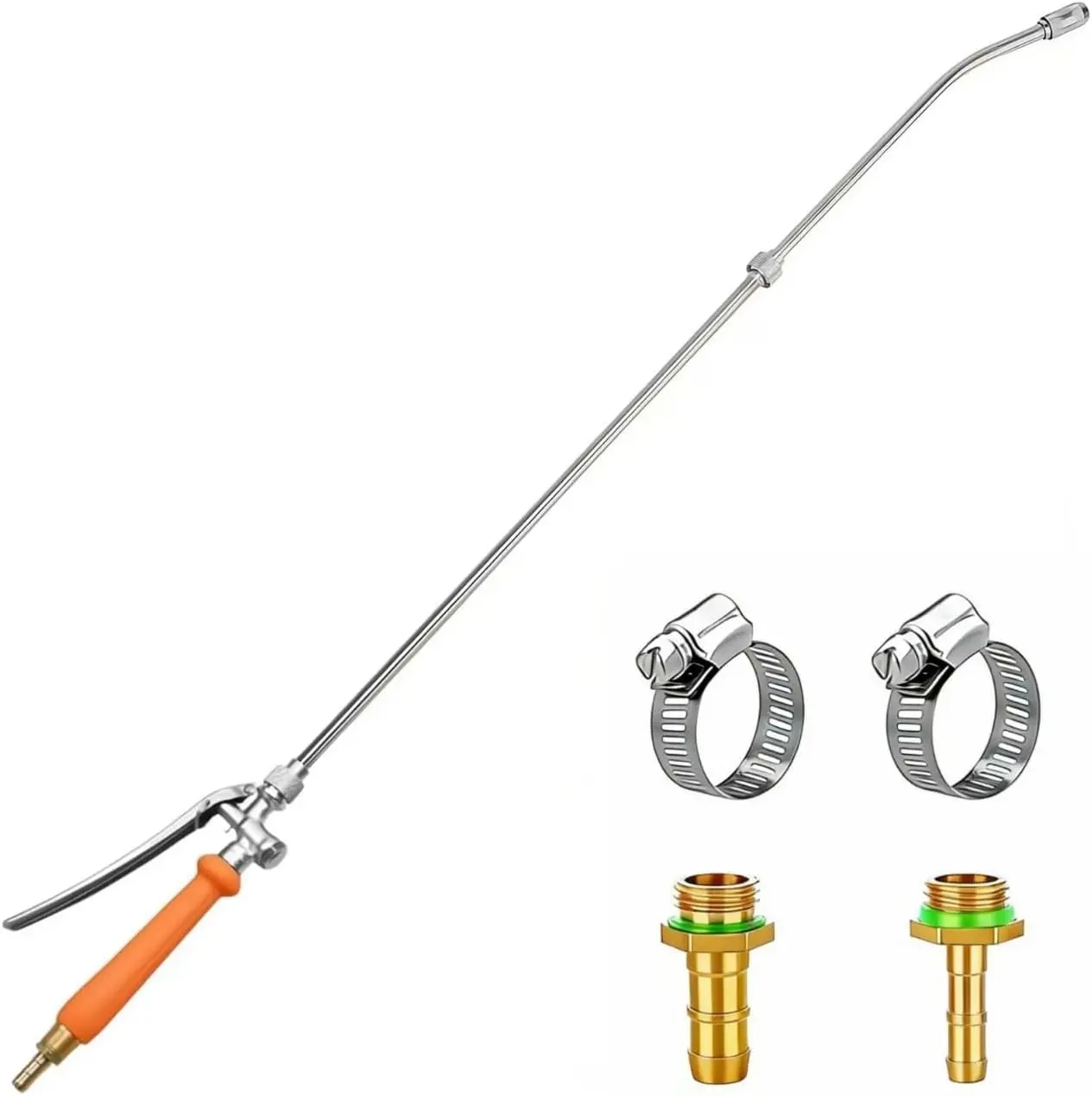 29 Inches All Metal Replacement Sprayer Wand, 1/4" & 3/8" Brass Barb Sprayer Wand Replacement, with Shut off Valve & 2 Hose Clamps