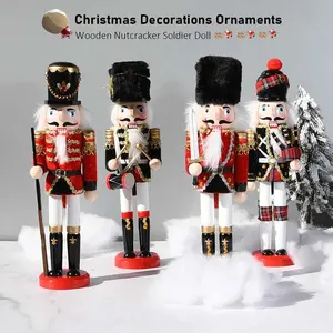 Christmas Nutcracker Ornament - 1pc 30cm/11.81in Decorative Wooden Figure for Room Decor, Scene Decor & Desktop Decoration Sword