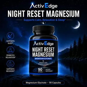 ActivEdge Night Reset Magnesium Glycinate Capsule Supplement, 275mg Magnesium, 90 Capsules