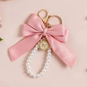 Bowknot & Faux Pearl Decor Phone Chain for Smartphone,Bag Pendant Keychain,Fashionable Bag Decoration for Women Daily& Car Key Decor