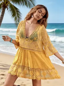 Women's fashionable lace beach set, sexy loose-fitting vacation swimsuit dress, comfortable fabric, the perfect choice for a vacation.