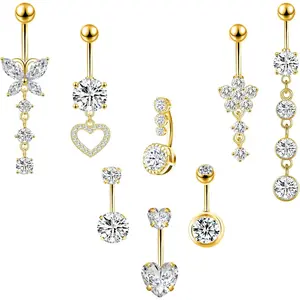 Belly Button Ring Dangle Stainless Steel Belly Rings 14G Belly Button Piercing Cute Navel Ring Belly Piercing Jewelry