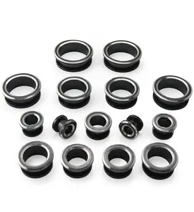 Black & Silver Stainless Steel Screw Back Tunnels