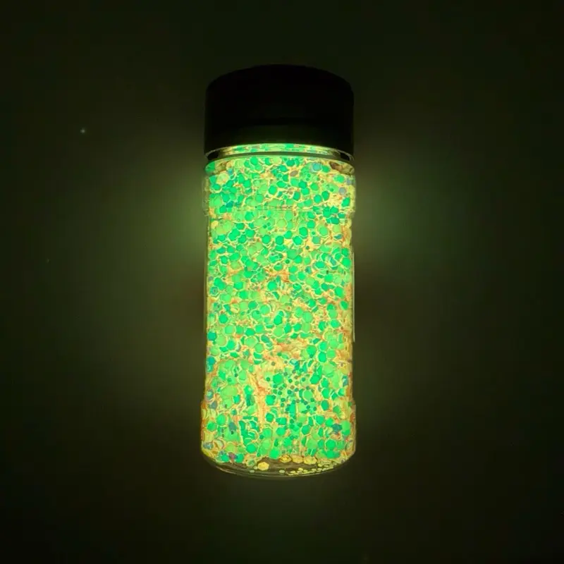 Sunlit Coral Glow Glitter | Orange & Green Glow-in-the-Dark Glitter | Cosmetic Grade & Solvent Resistant