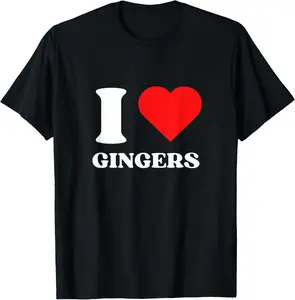 100%cotton I Heart Gingers Red Heart T-Shirt