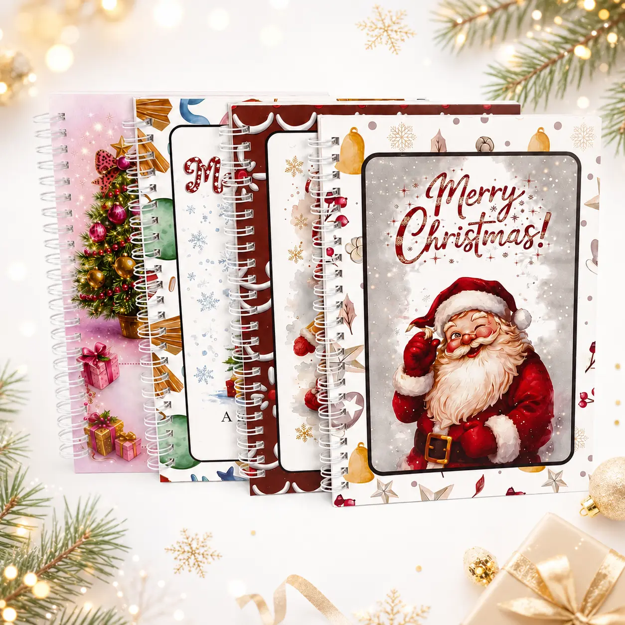 Christmas Gift Cards Books Holder, 8x6inch Spiral-Bound Gift Card Book, Cute DIY Giftcard Booklet, 10-Page Holiday Gift Holder for Kids, Teens