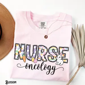 Comfort colors Oncology Nurse Easter Shirt Easter Bunny Onc T Shirt Rn Cancer Nurse Tee Chemo Radiation Hospital Nursing Gift R287CF EaEaster