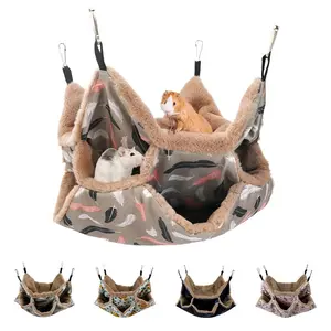 Colourtree Small Pet Cage Hammock Triple Layer Hammock Tunnel Cave Bed for Hamster Guinea Pig Chinchilla Sugar Glider Cozy Ferret Hammock Double Layer Warm Bedding