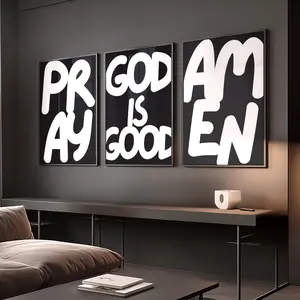 Set Of 3 Christian Prints - Christian Wall Art, Modern Faith Quote Poster, Minimal Bible Verse Print, Contemporary Christian Home Decor