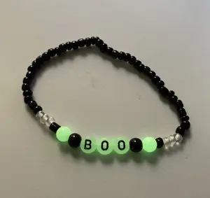 Handmade Halloween Boo Stretchy Bracelet Glow-in-the-Dark Size 7