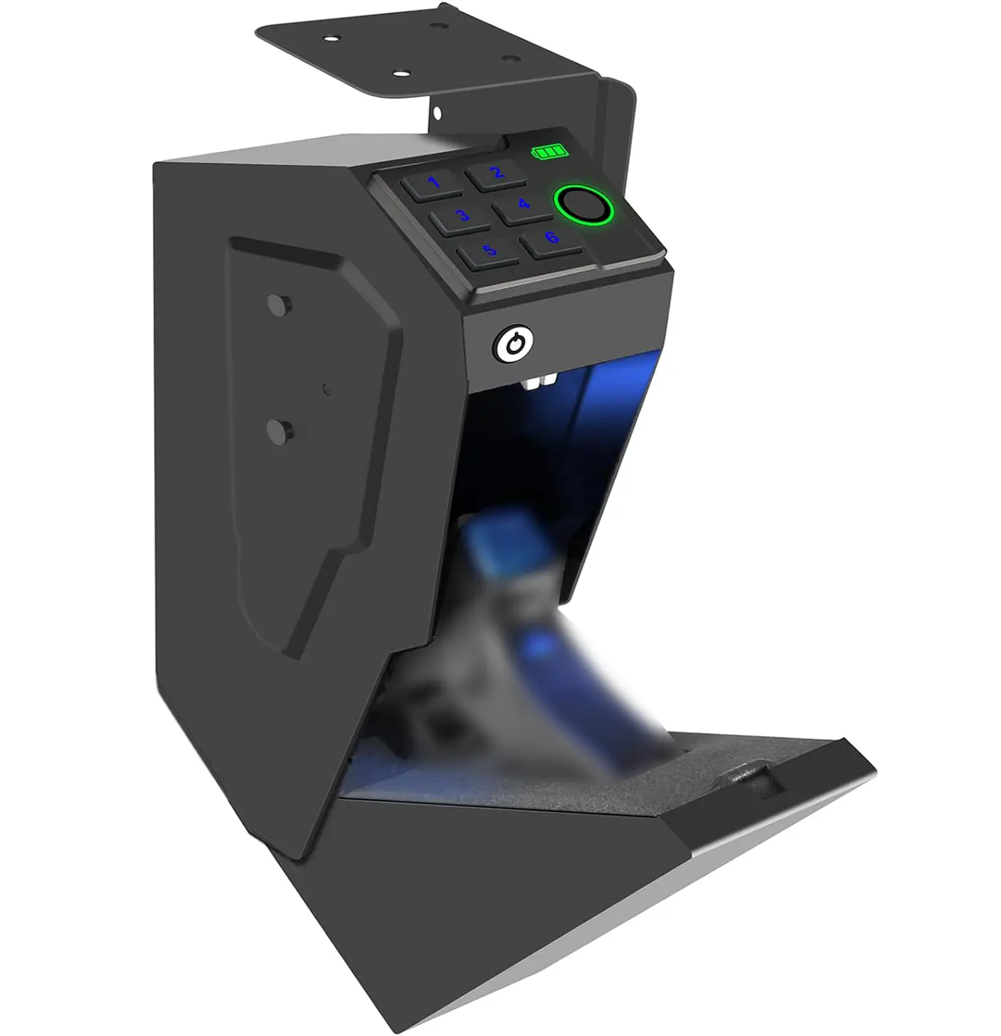 Biometric Mounted Safe for Nightstand, Desk, Bed Side, Wall,Truck - Auto Open Hidden Safe with Fingerprint, 6-button Backlit Keypad, KEY Access hidden