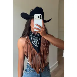 NEW!! Leather Fringe Bandana in 2 Colors by Dirty Mojave