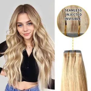 YILITE Seamless Injected Hand-Tied Invisible Tape In Hair Extension 20Pcs Virgin Human Hair (P18/613)