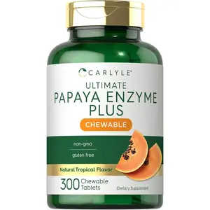 Carlyle Papaya Enzyme Chewable Tablets | Vegetarian, Non-GMO, Gluten Free Formula | Tropical Flavor