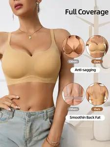Women's Seamless Jelly Bralette Bra, Soft Support No Steel Cup, Full Coverage Wave Edge, Water Drop Latex Cups, Daily Wear Innerwear