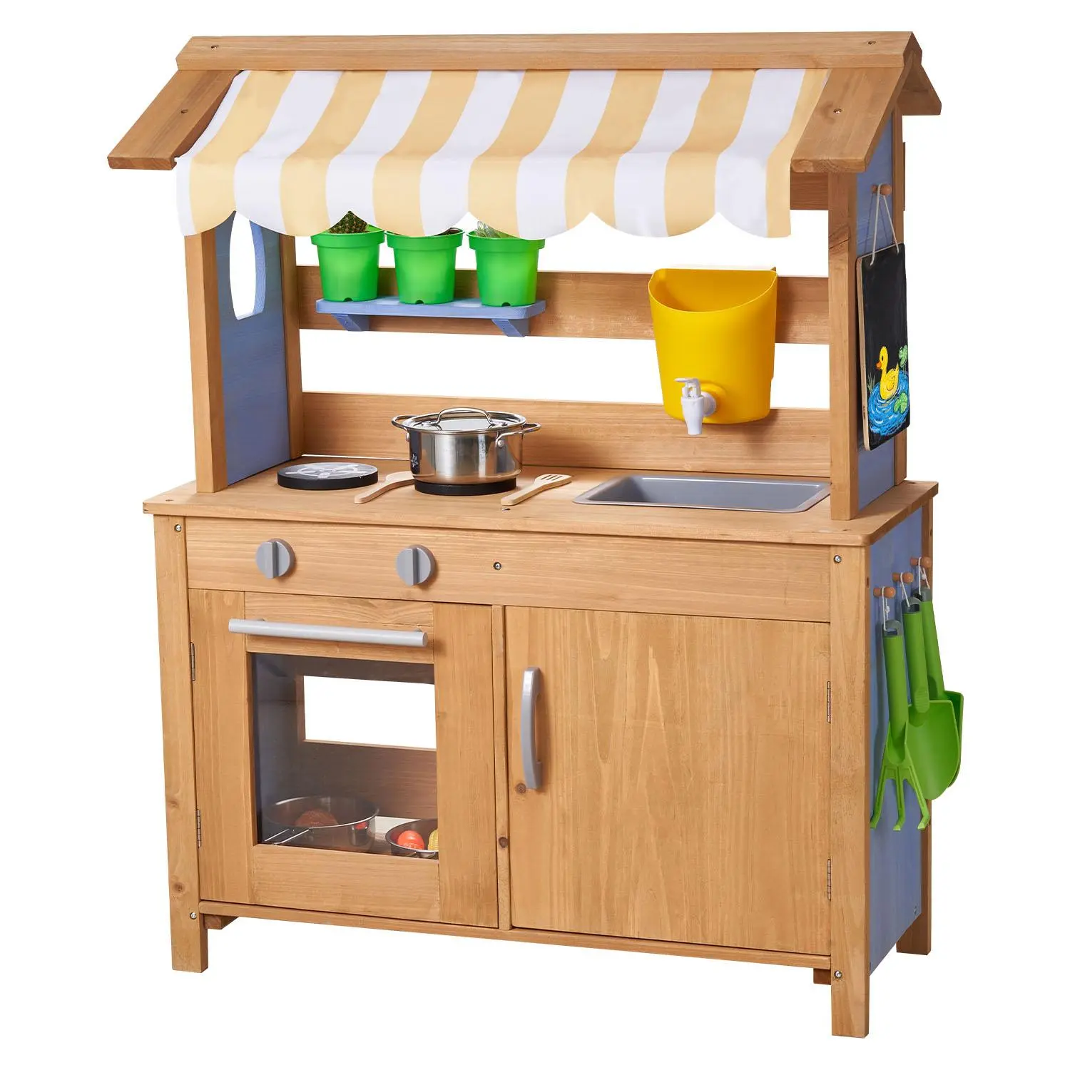 【summerfinds】VEVOR Mud Kitchen, Outdoor Mud Kitchen for Kids, Wood Outdoor Play Kitchens with Spoons, Sink, Tank, Sunshade Canopy, Shovels, Cookware Pots and Accessories, Wooden Play Kitchens for Home, Lawn