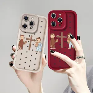 Cute Pink Monkey Phone Case Funny Monkey Design Shockproof Hard Cover For iPhone 11 12 13 14 15 16 17 Pro Max Plus E Air Mini Samsung S22 S23 24 25 26 Plus Ultra A 13 14 15 16 33 34 35 36 52 53 54 Note 20 Full-Cover Anti Slip Shockproof TPU Case, Aestheti