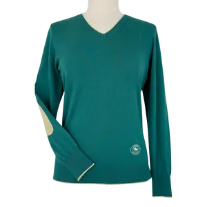 Emerald Green with Gold Trey V-Neck Sweater