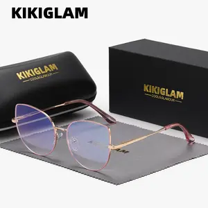 KIKGLAM unisex High-End Craftsmanship stylish full-frame plano Glasses, anti-blue light cat-eye plano Glasses, and plano Glasseses