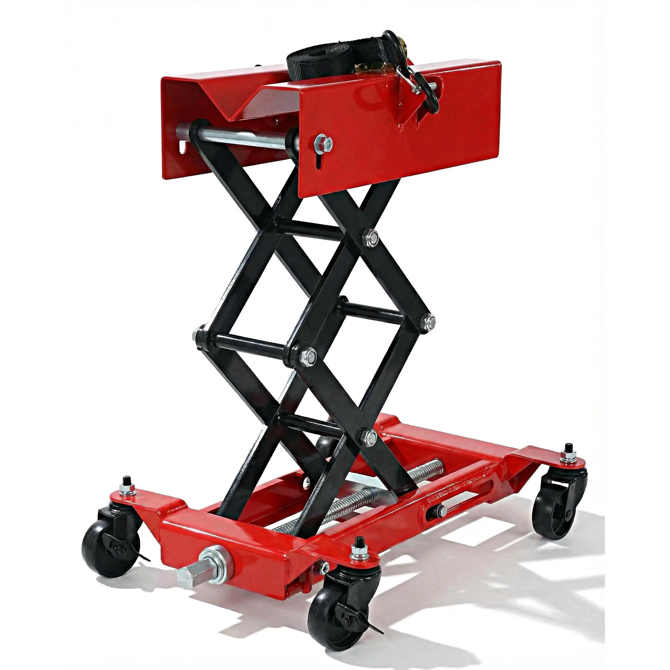GARVEE 450 LBS Low Profile Transmission Jack, Heavy Duty Auto Repair Lifting Jack with Safety Straps & 4 Swivel Wheels, 7-23 Inch Height Range, Red-B