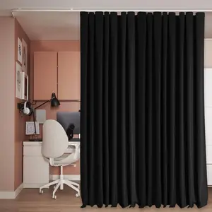 Room Divider Curtains Ceiling Curtain Track Sets,W 150 x H 84ft Black