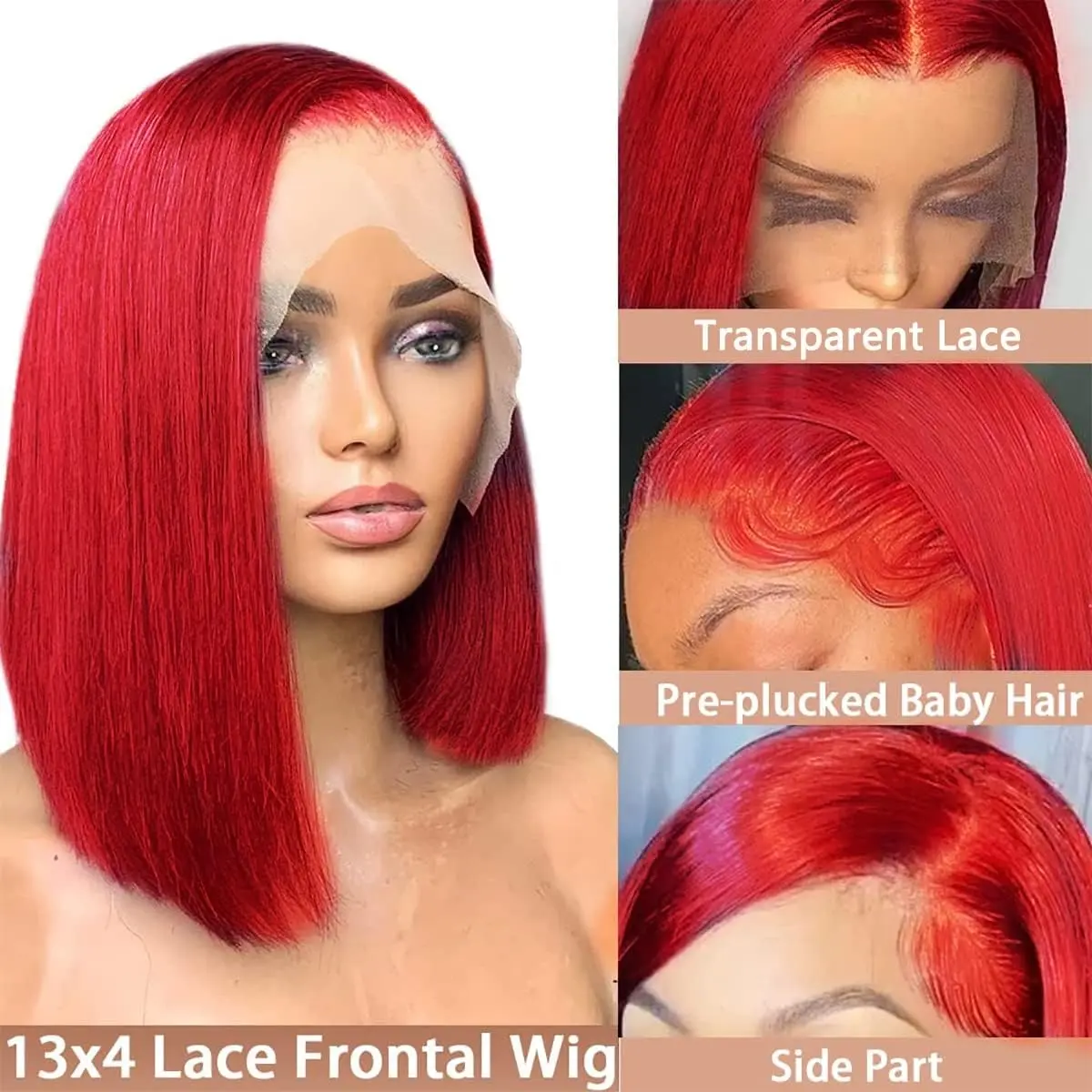 13x4 Lace Front Bob Wig Human Hair 180% Density Pre Plucked Baby Hair Ab710b1c9cd764d33b233280d1a925  main image 2