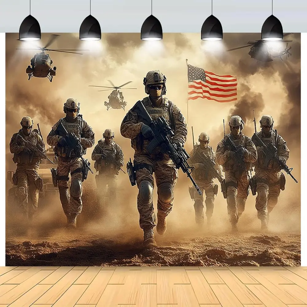 1PC 2D Flat Tactical Camouflage Backdrop - American Military Theme Banner, Decorative Festive Backdrops & Banners, US Soldier Battlefield Style, Realistic Combat Atmosphere, for Birthday Party, Theme Events