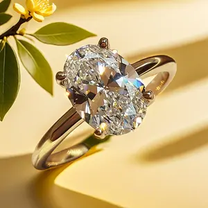 50%Discounts  3 Carat diamond 1 Piece 1/2/3 Carat 925 Silver Ring, Four-Prong Classic Style Simple Luxurious Synthetic Gemstone Ring, Suitable for Casual Outfits