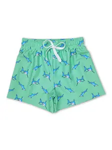 Green cute whale print Kids Swim short trunks