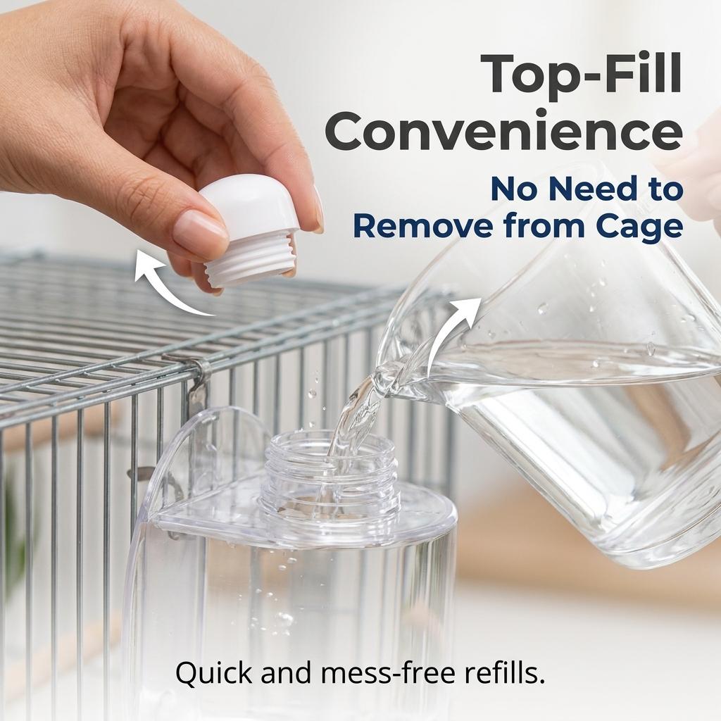 Large Capacity Hanging Bird Water Feeder Leak-Proof Transparent Self-Watering Bottle for Parrots Canaries & Bird Cage Easy-Clean Must-Have