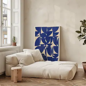 [UNFRAMED POSTER] Large Bauhaus style poster, blue geometric pattern  FRAME