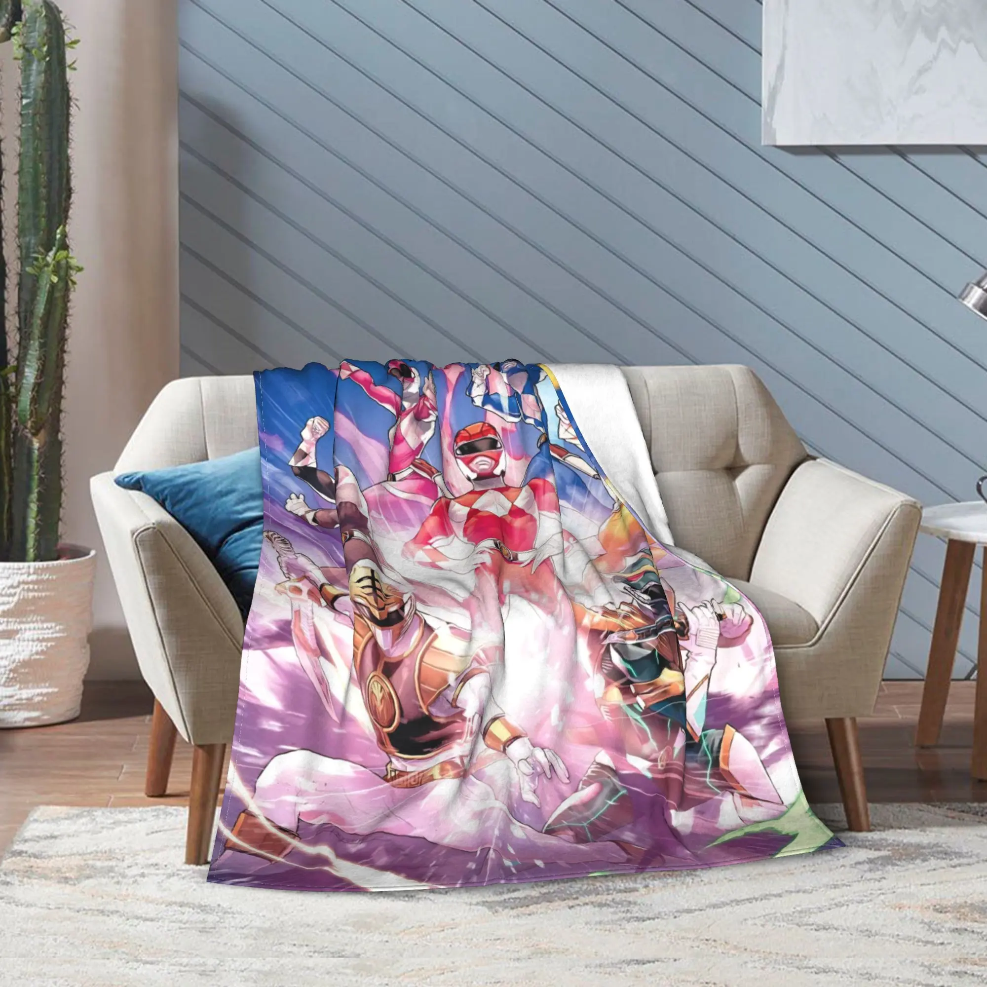 Mighty Morphin Power Rangers Blanket Plush Flannel Sofa Throw With Bold Ranger Colors, Ideal Warm Throw For Home Decor, Lightweight Travel Blanket, And Comfortable Bed Blanket For Superhero Enthusiasts