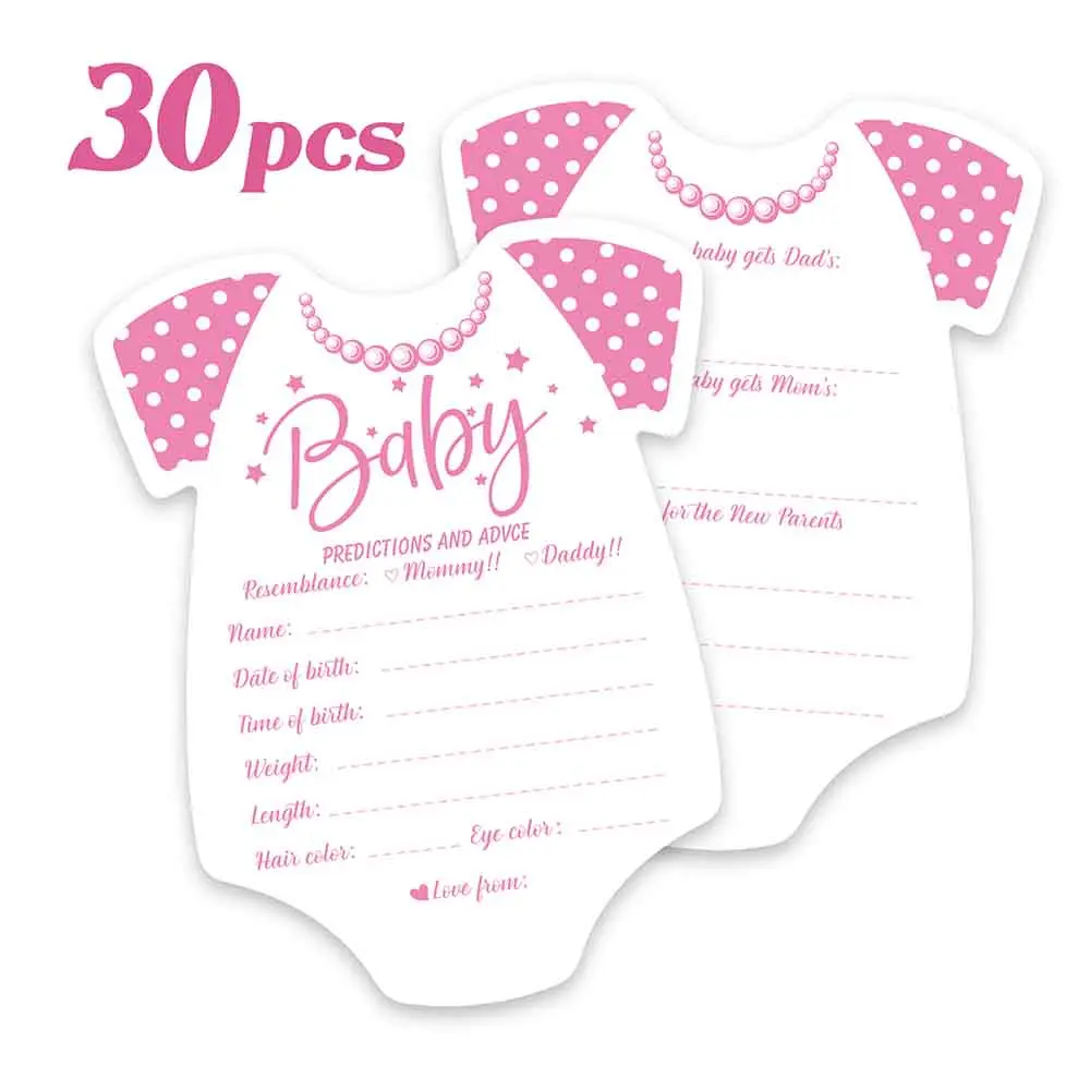 30PCS Baby Shower Prediction Game Cards Set - Newborn Boy or Girl Souvenir, Party Atmosphere Decoration, Jumpsuit-Framed Blessings to Keep Memory Book Addin Festive Supplies