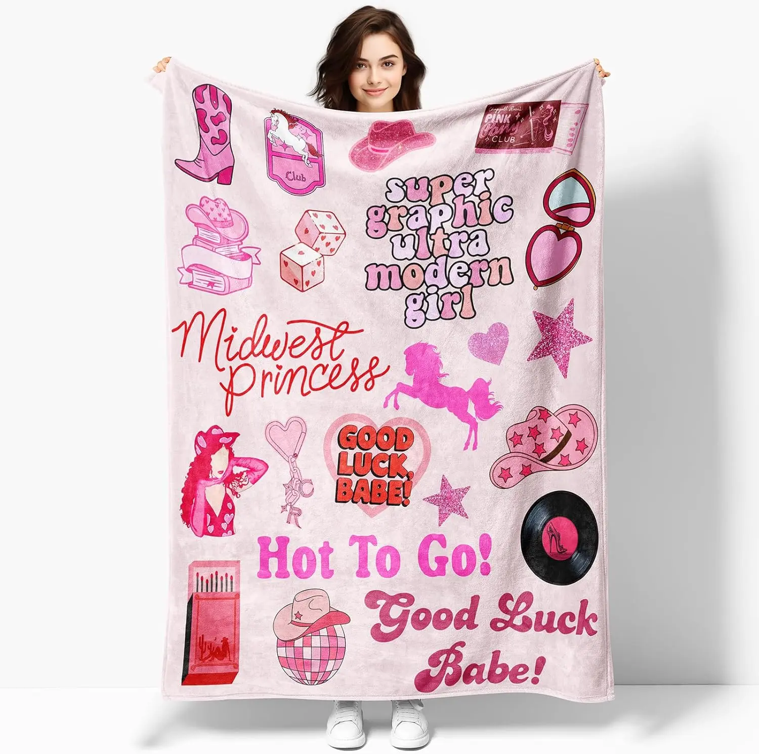 50"x 40" Pink Music Pony's Singer Throw Blanket, Chappell Gifts for Fans Women, Soft Blankets All Seasons, Plush Cozy Lightweight Flannel Quilts for Bedroom Sofa Couch Living Room