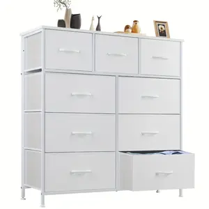 Dresser for Bedroom - 9 Fabric Drawers, Tall Chest Storage Tower Organizer for Clothing, Closet, Kids Room Furniture, Lightweight Steel Frame Design