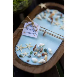 Handcrafted Seashell & Starfish Soy Wax Candle | Farmhouse Summer Decor | Triple Wooden Wicks