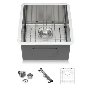 Lordear 17 Undermount Bar Sink 17x19 Inch Small Kitchen Sinks Single Bowl 16 Gauge Stainless Steel Wet Bar Prep RV Camper Mobile Home Handmade Bar Sink Basin