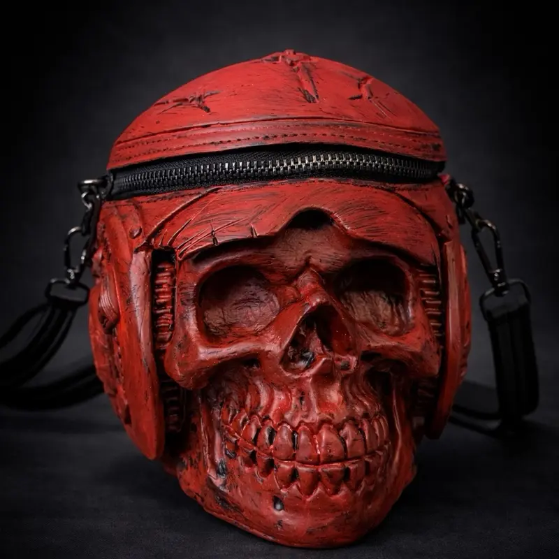 Gothic Crossbody Handbag for Women, Red Witchy Shoulder Bag with Artful Skull Motif for a Unique and Bold Look, Crossbody Handbags, Witchy Stuff, Gothic Style, Unique Look, Artful Motif Women's Handbags