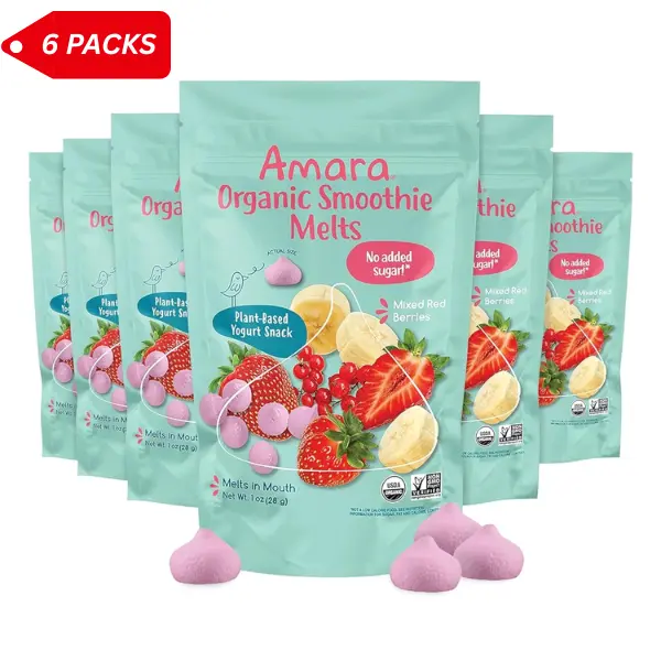 Mixed Red Berries - Yogurt Snacks – Amara Organic Smoothie Melts –  Fruit & Vegetable Snack, No Added Sugar