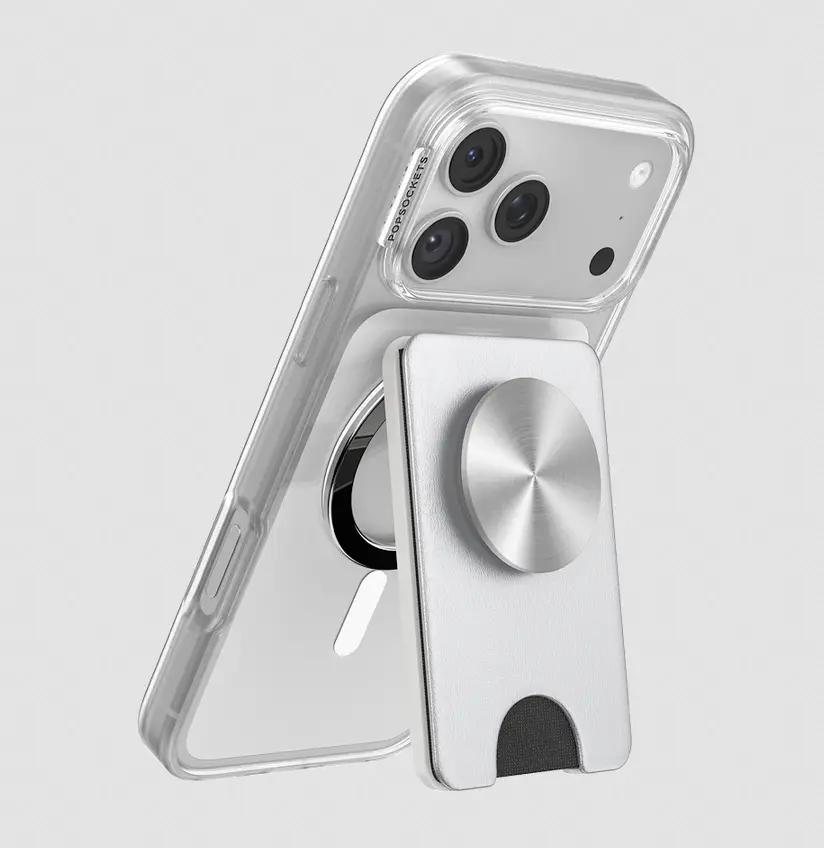 popsockets Silver Radial  MagSafe Kick-Out PopWallet+ & Stand