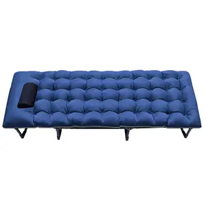 Heavy-Duty Folding Portable Camping Cot, 75-Inch Foldable Bed with Comfortable Dual-Sided Mattress and Pillow Supports 400 lbs Inflatable Sleeping Bag