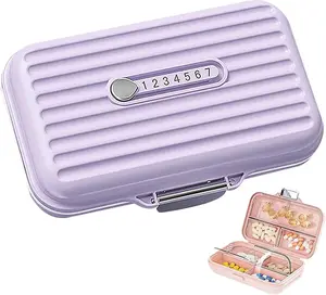 7-Day Pill Organizer Large Capacity Travel Vitamin Container Moisture-Bpa-Free Probiotic Box Purple Size 4.33 * 2.83 * 1.97 in