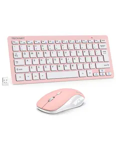 TECKNET Mini 2.4GHz Wireless Keyboard and Mouse Combo - Silent Click, Adjustable 1600 DPI, Lag-Free for Computer, Laptop, Windows, Mac, Chrome OS